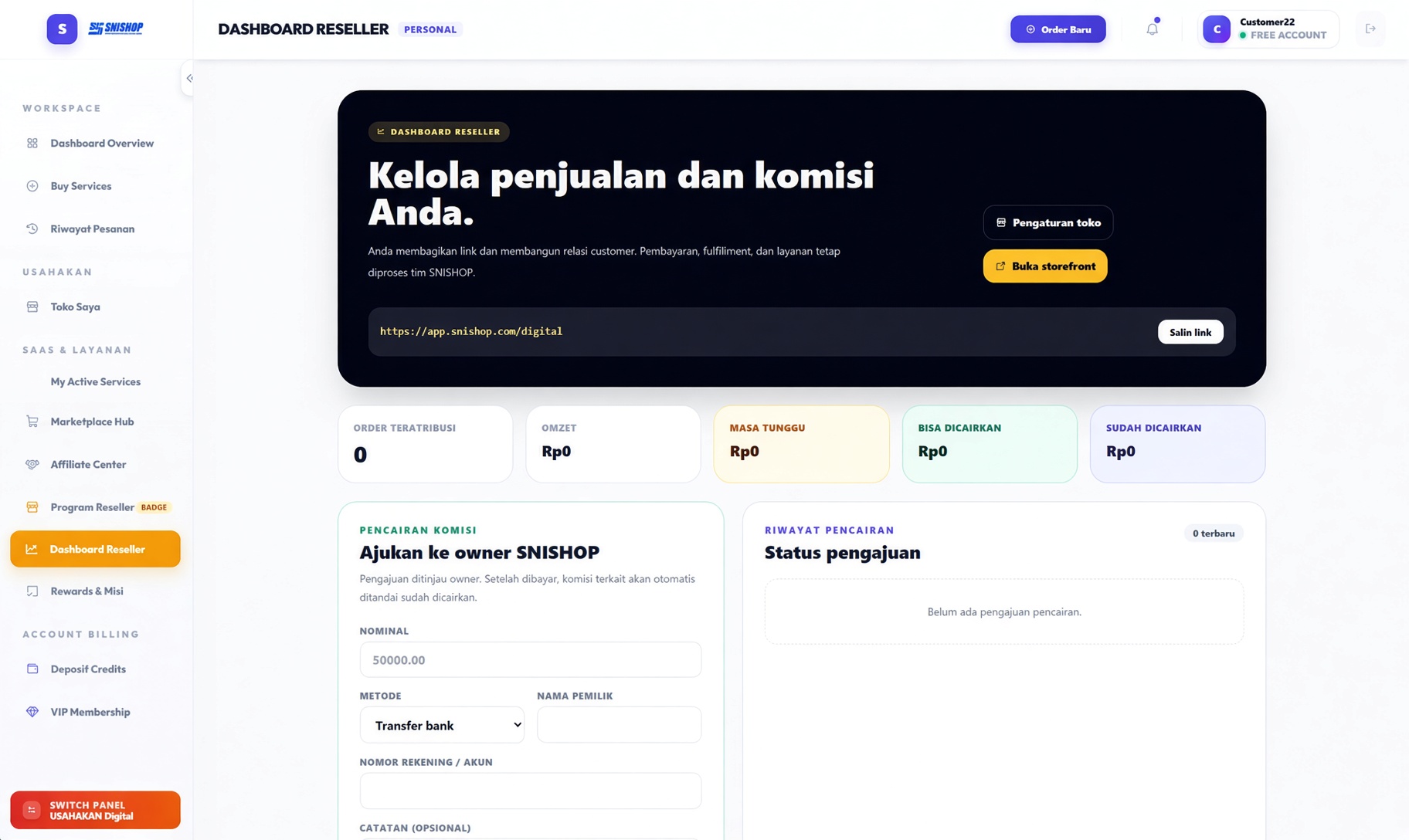 SNISHOP Dashboard Reseller 2
