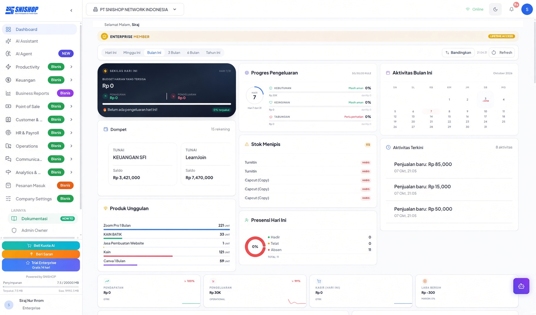 SNISHOP Enterprise AI-First ERP